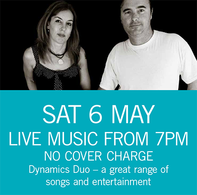 LIVE MUSIC - Dynamics Duo Sat 6 May 7pm